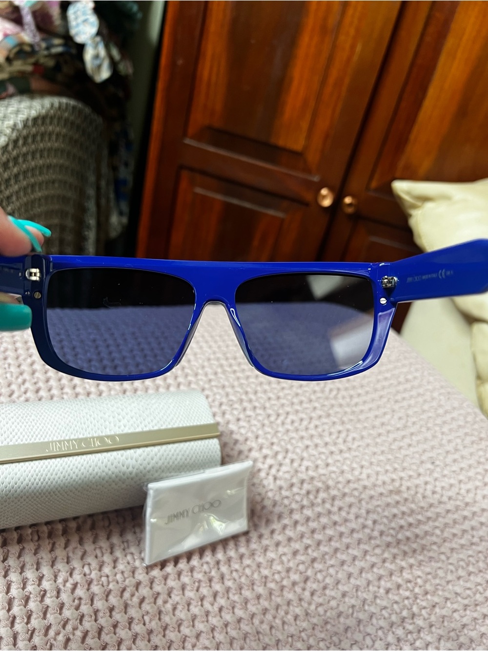 JIMMY CHOO NEW Rylan Blue Shield Sunglasses Unisex NEW - Picture 4 of 9